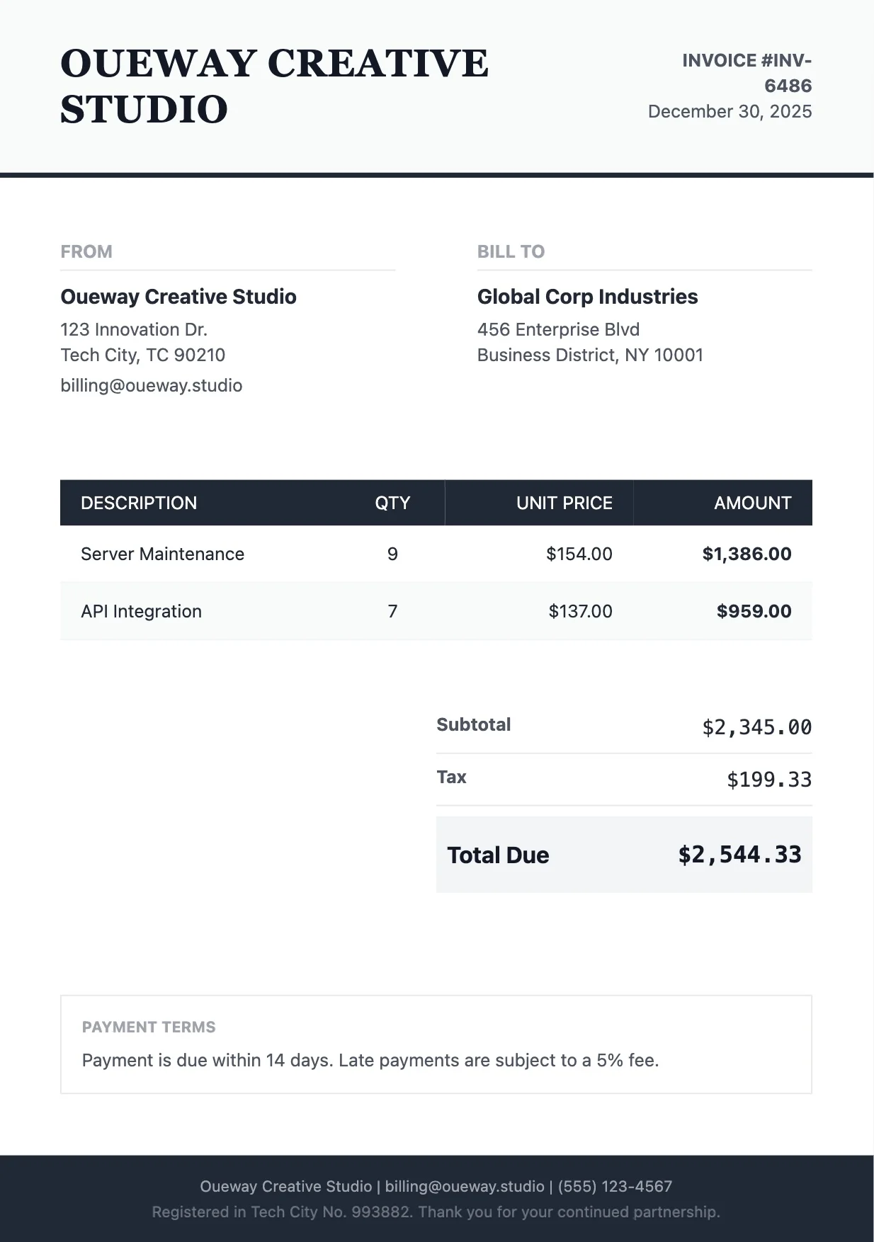 Invoice Template Example